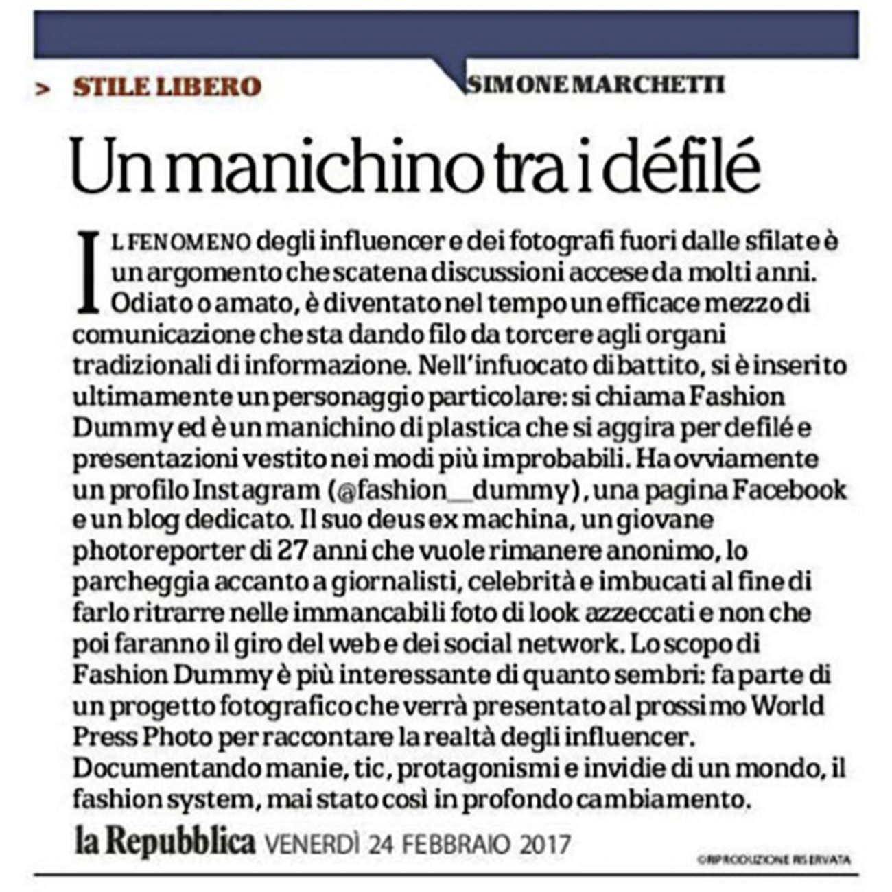 fashion dummy la repubblica